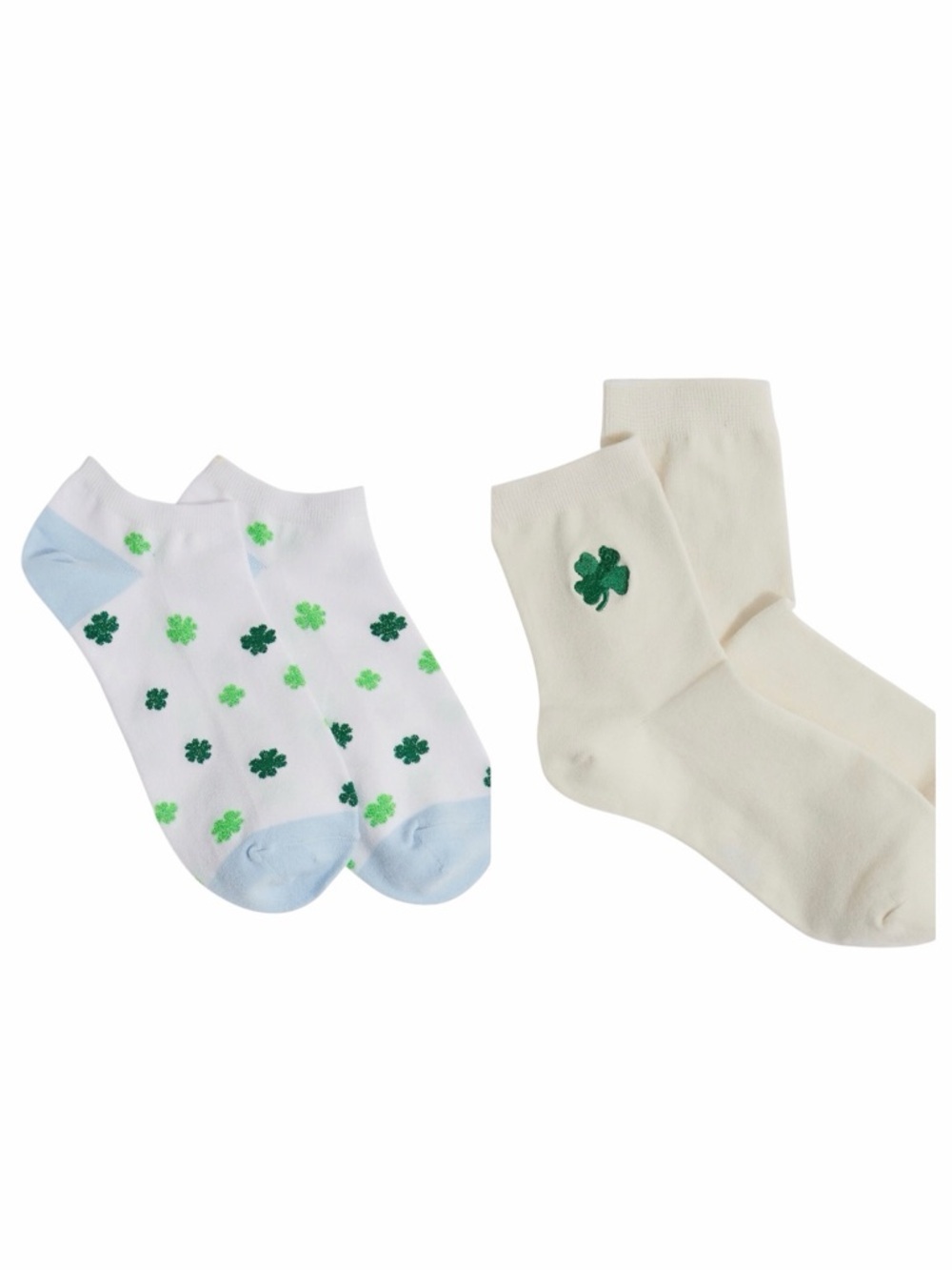 NWT! Lot of (2) J. Crew Lucky 4-Leaf Clover Socks. One Size.